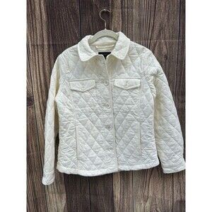 Talbots Women’s S Ivory Quilted Corduroy Barn Chore Jacket Cream Coat